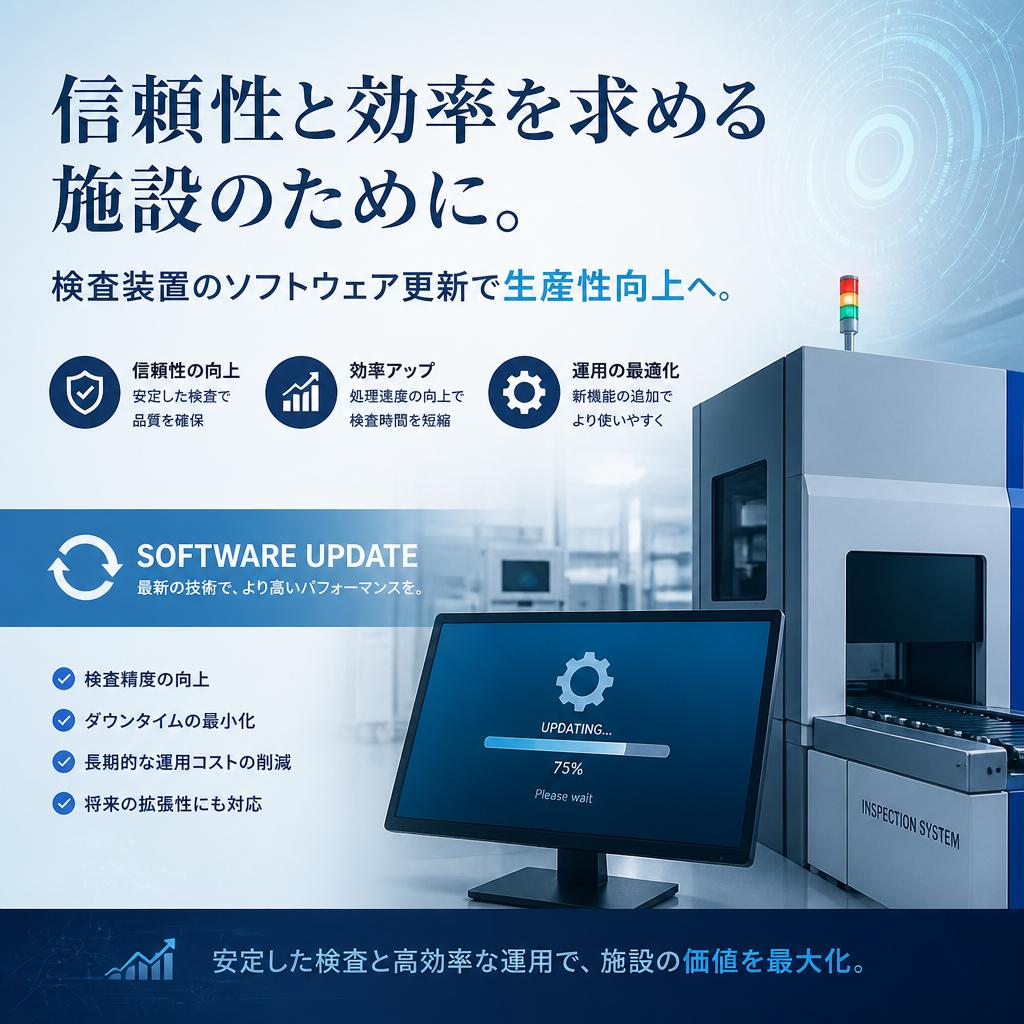 信頼性と効率を求める施設のために。検査装置のソフトウェア更新で生産性向上へ。