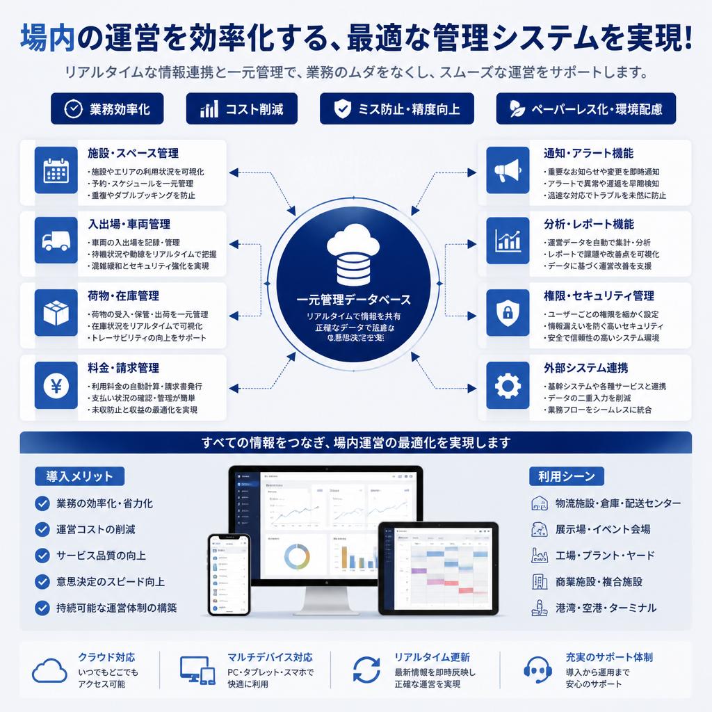 場内の運営を効率化する、最適な管理システムを実現！