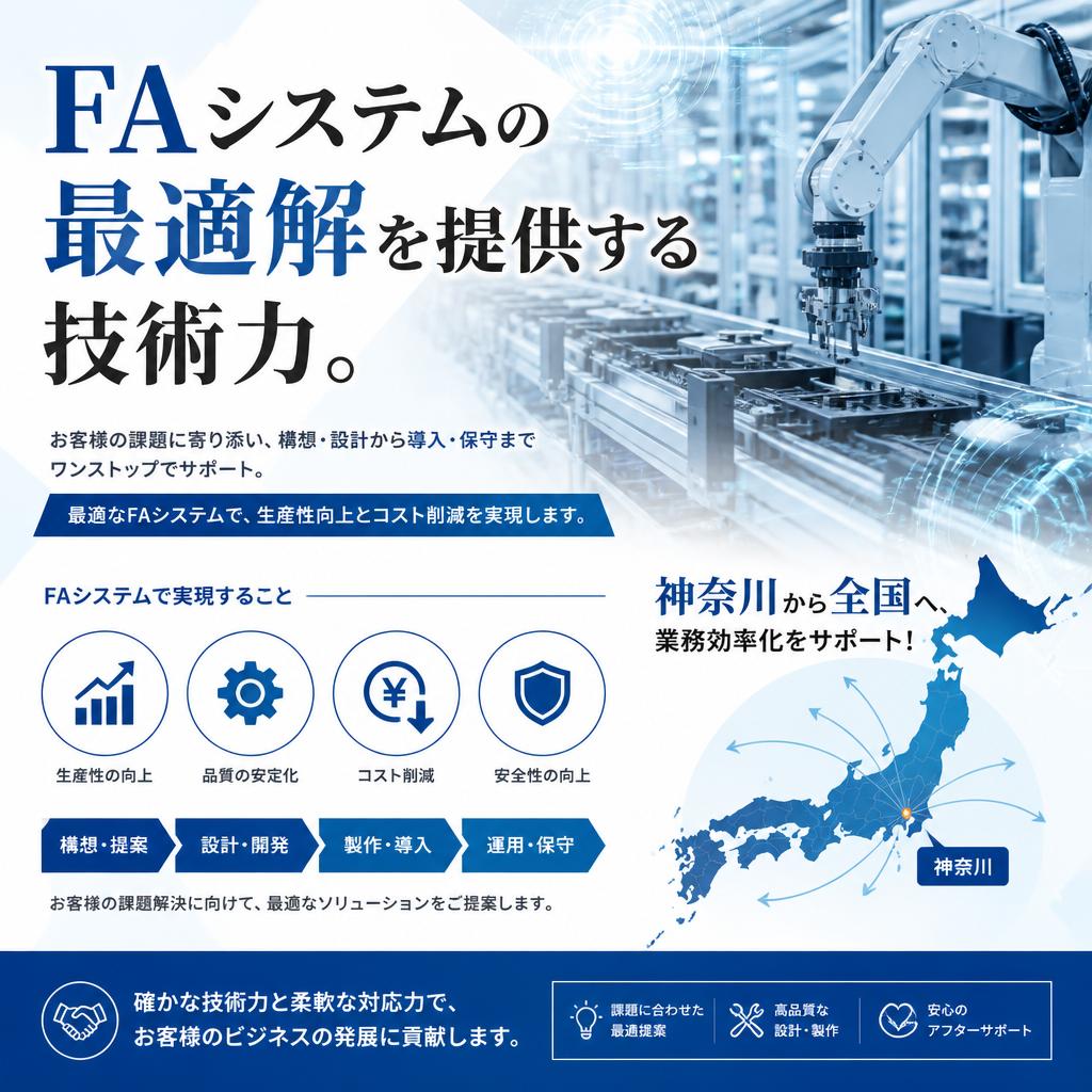 FAシステムの最適解を提供する技術力。神奈川から全国へ、業務効率化をサポート！