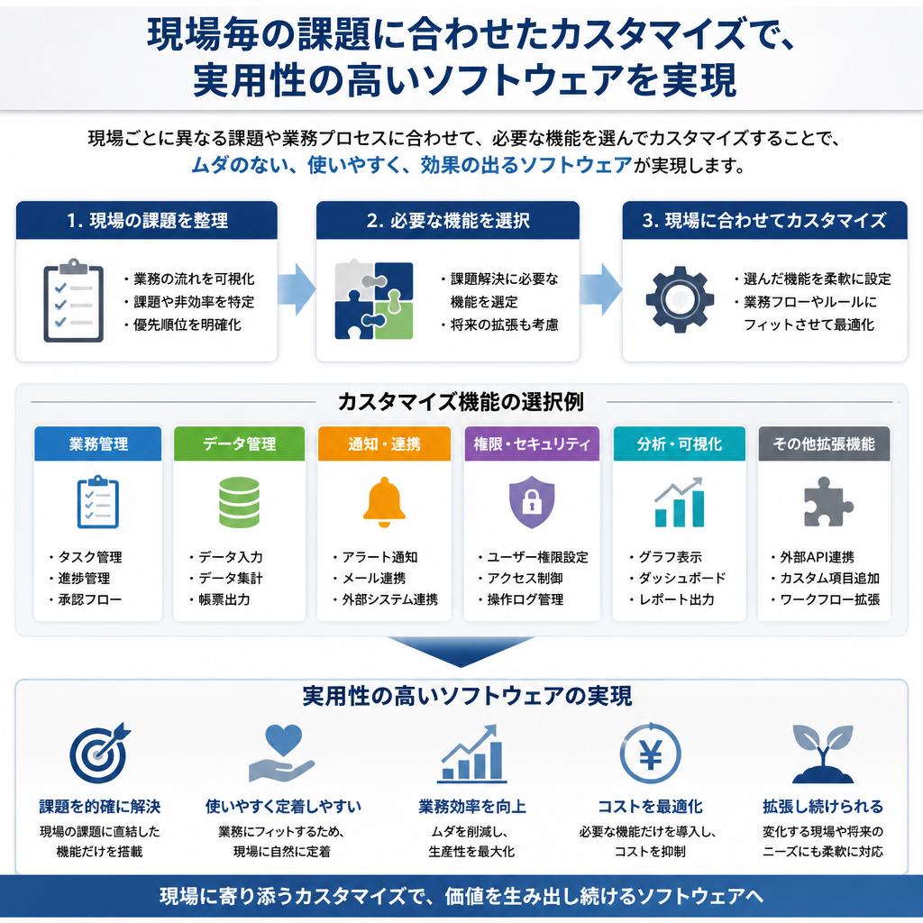 特徴2：現場ニーズに即したカスタマイズ
