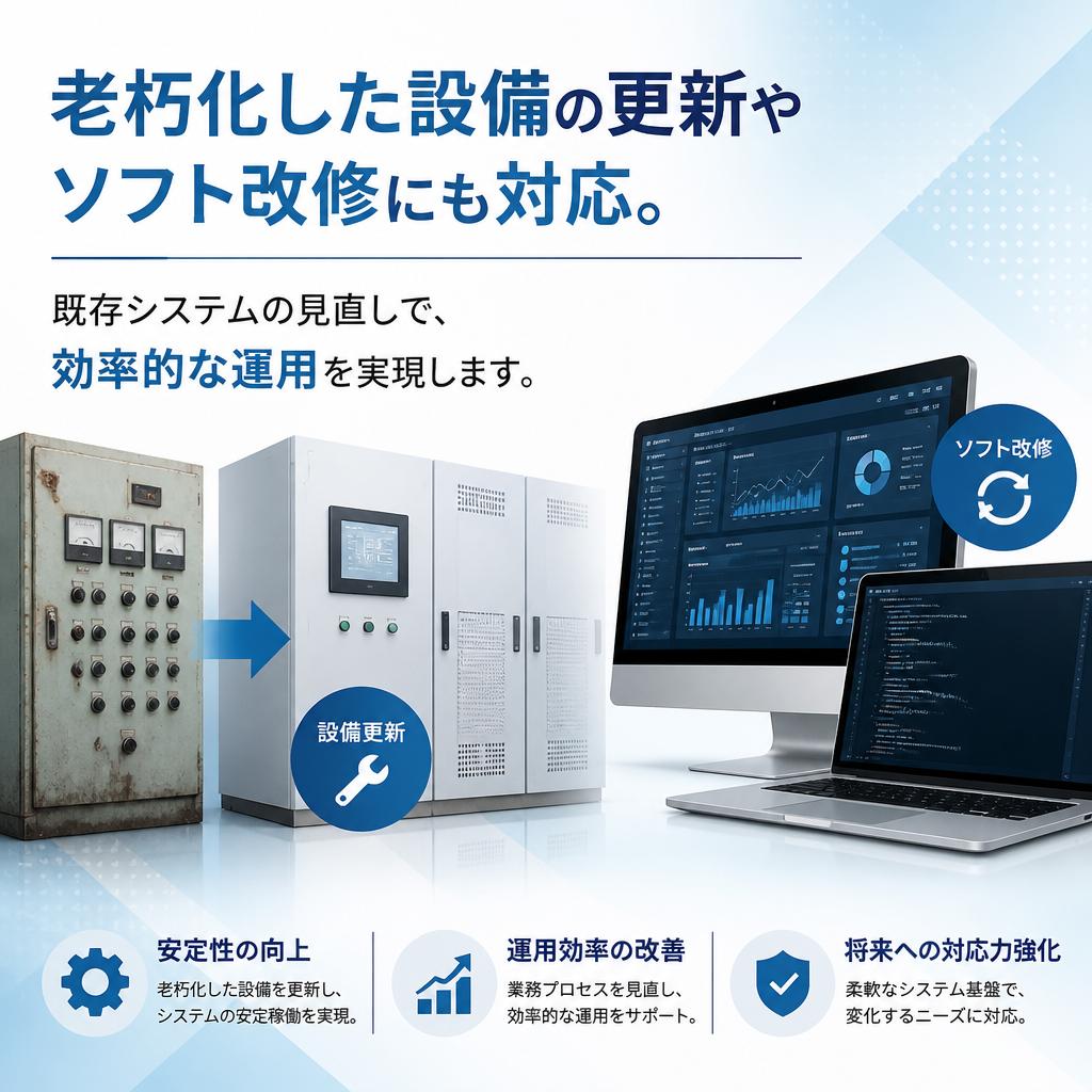 古い設備やシステムの改修もお任せください